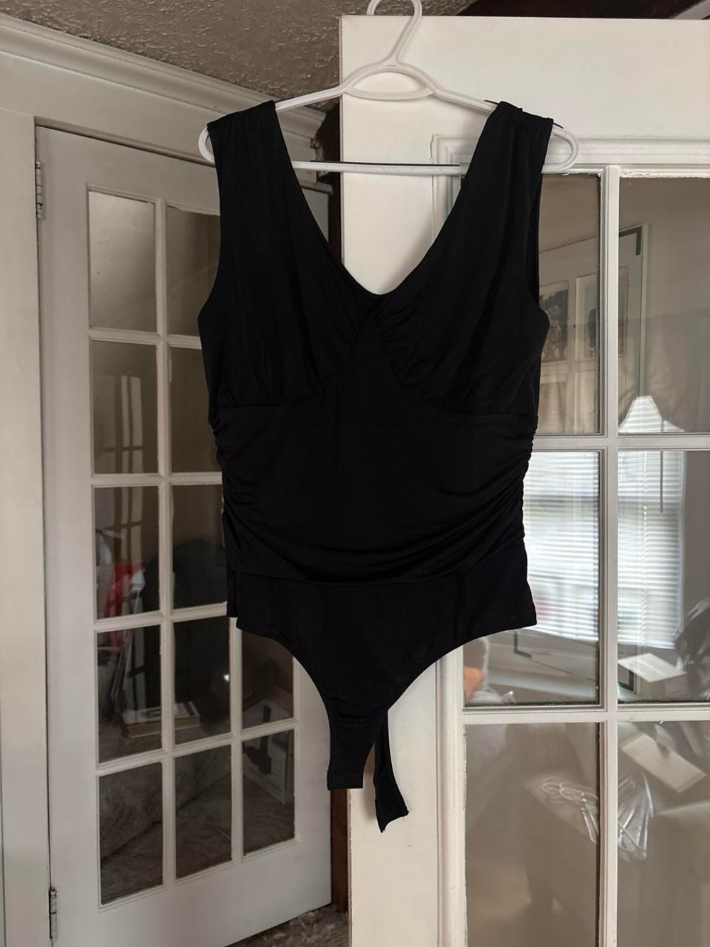 VENUS Black Sleeveless V-Neck Bodysuit